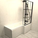 Designer Left & Right Hand L Shaped Shower Bath Tub 1800 1600 1700 Shower Screen
