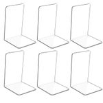 Hiziwimi 6 Pcs Acrylic Bookends for Heavy Books - Clear Book no, Transparent
