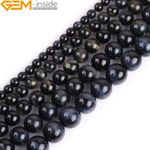 Blue Tiger's Eye Gemstone Round Loose Beads For Jewellery Making Strand 15" UK