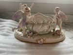 Vintage Porcelain & Gilded Capodimonte Oval Footed Bowl/Vase Centerpiece