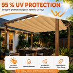 Retractable Sun Shade Canopy Cover Wave Sail 95% UV Block Patio Outdoor Garden