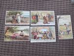 5 x Peek Frean London Biscuits Victorian Chromo Trade Cards 1880s - French Backs