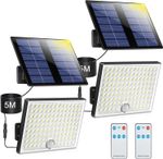 2 Pack Solar Security Lights Outdoor PIR Motion Sensor Split Panel IP65 113 LED