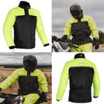 Oxford Rainseal Waterproof Motorcycle Motorbike Over Jacket - Black Fluo