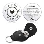 Personalised Engraved Pocket Hug Token with PU Leather Pouch Gift for Her Him