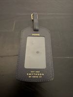 Smythson Navy Leather Luggage Tag