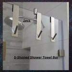 Stainless Steel S-Shaped Shower Towel Bar,Glass Door Bathroom Bathrobe Hook
