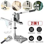 2 in 1 Bench Drill Stand Drill Holder Portable Sturdy Ergonomic for Workshop Use