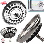 2x Stainless Steel Replacement Kitchen Sink Drain Strainer Drainer Waste Plug