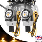 2X Motorcycle LED Turn Signal Indicator Light Mini Blinker Black Amber Universal