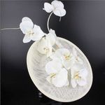 BRAND NEW LARGE CREAM SINAMAY FASCINATOR WITH MATCHING ORCHIDS, SPRING RACING