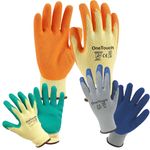 GARDENING LATEX COATED ORANGE RUBBER WORK GLOVES BUILDER SAFETY GRIP LADIES MEN