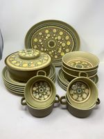 Franciscan Dinnerware Set Olive Honeyglaze Vintage England Pottery[b.DQ]