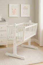 BABYMAM Wooden Rocking Crib Lula 90x40 cm – Baby Cradle with Swing & Locking Mec