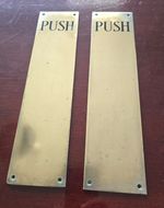 Vintage plated brass ' PUSH ' fingerplates c1950