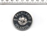 1983 FALKLAND ISLANDS QE II 1833-1983 GENUINE 92.50% SILVER PROOF 50p (816)