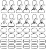 60Pcs Bag Making Hardware Kit, 25Mm Swivel Snap Hooks, D Rings & Slide Buckles f