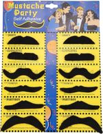 12x Unisex Black Stick On Fancy Dress Fake Moustaches Tash Stag Hen Party Pack