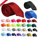 Mens Tie Plain Solid Colour Classic Slim Skinny Smart Party Wedding Thin Neck