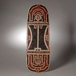 Solomon Islands Shell Inlay Figural Shield, Honiara 1990s