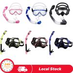 Adult Kids Tempered Glass Diving Set Scuba Anti-Fog Goggles Snorkeling Mask Tube