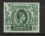 Jamaica 1938-52 10/- Myrtle-green perf 14 SG 133 Mint. (R5377)