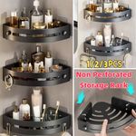 1-3 Organiser Storage Rack Corner Shower Caddy Self Adhesive Bathroom Shelf NEW