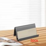 2Pcs Business Card Holders Stainless Steel Professional Accessory , Black 9x5cm