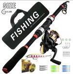 Telescopic Fishing Rod & Reel Combo 1.8m Portable Fishing Kit Travel Set + Bag