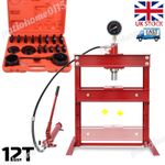 12 Ton Hydraulic Shop Press Workshop Garage 23Pcs Bearing Bush Pressing Tool Set