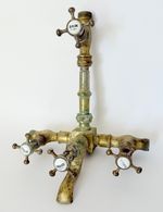 Antique French Brass Bath Shower Mixer Taps Original Porcelain Bain Douche