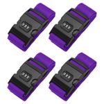 4 Pcs Purple Luggage Straps Adjustable Suitcase Straps with Combination Lock