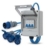 32A to 3×16A 3 Pin Single Phase MCB Step-Down Splitter Distribution Box