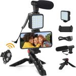 Vlogging Kit with Microphone, LED Light, Tripod & Remote for YouTube