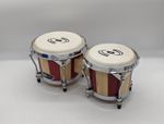 DAMAGED Pyle PBND10 bongos 2 hand drums bongo 6.5" wood brown/red B READ