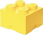 LEGO Storage Brick 4 Knobs Cool Yellow - Stackable Plastic Storage Box with Lid