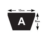 A SECTION V / VEE BELT SIZES A18 - A77 V BELT 13MM X 8MM