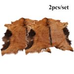 2 Pieces Soft Natural Tanned Real Goat Fur Skin Rug Pelt Craft Hides Leather