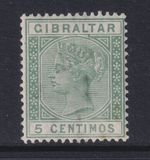 Gibraltar QV 1889 5c Broken M. SG22a. Ave MM. Cat £190.