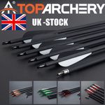 12PK Archery 30" Carbon Arrows SP500 Hunting Arrowheads for Compound Recurve Bow