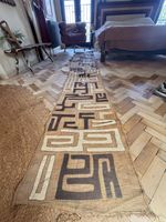 Antique African Kuba Cloth. Handmade rare design runner / wall hanging 3.2m long