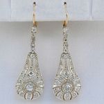 Art Deco Round Cut Lab Created Diamond Wedding 14K Yellow Gold Finish Earrings