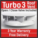 Turbo 3 Wind Driven Roof Vent Low Profile Van Dog Pet Horse Box 4x4 Air Rotary