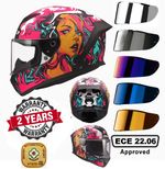 LS2 FF820 (FF353) Rapid III Ece2206 Full Face Motorbike Helmet Pink Blue Cyberg