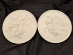 Pair X 2 Royal Copenhagen Bisque Wall Plaques NIGHT/DAY ANGEL 6" Cherubs Angels