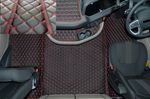 ECO LEATHER FLOOR MATS -BLACK/RED  FIT Daf  XG , XG+  [ FOLDING PASSENGER SEAT]