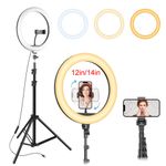 12/14" Ring Light with Tripod Stand & Phone Holder Selfie Ring Light Live Video