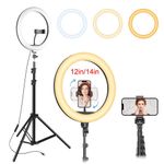 12/14" Ring Light with Tripod Stand & Phone Holder Selfie Ring Light Live Video