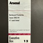 Arsenal v Leeds United(Premiership 2003/04) 16/4/2004 Ticket Invincible Season