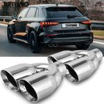 Dual 2.5" to 3.5" Quad Exhaust Tips Dual Wall Stainless For Audi S3 S4 S5 S6 A4